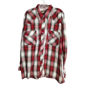 Outlaw -Men's Red pearl snap Plaid Button-Up Shirt - Size 1X